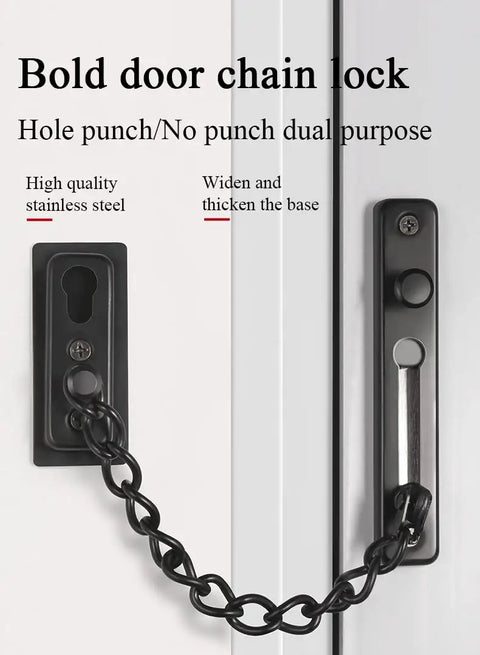 Stainless Steel Door Chain Lock Heavy Duty Sliding Bolt Gate Latch featuring a sturdy chain and dual-purpose design.