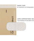 Image of 6x10 100 Percent Biodegradable Bubble Mailers 25 Count Kraft Brown Compostable Padded Envelopes Self Seal Pouches Eco Friendly Packaging for Safe Lightweight Durable Shipping and Handling showing paper tape and bubble details.