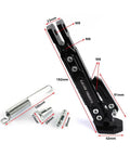 Height Adjustable CNC Aluminum Motorcycle Kickstand Side Stand For Electric Scooters Dirt Bikes And Mini Pit Bikes With Anti Slip Foot And Ride Ready Mounting, showing dimensions and components.