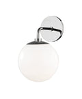 Stella 1 Light Wall Sconce In Polished Nickel Finish With White Glass Modern Classic Indoor Lighting Fixture 60W Incandescent