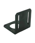 NEMA 23 steel fixed-seat mounting bracket for stepper motor with circular base hole and vertical mounting slots.
