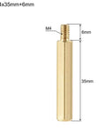 Gold Brass M4 Hex Standoff Spacers 41mm Total Length Male to Female Threaded Pillars Pack of 15, 35mm body, 6mm thread
