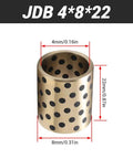 Premium Heavy Duty Sleeve Bearings 10 Pack Graphite Self Lubricating Brass Bushings 4 Mm Bore X 8 Mm Outer Diameter X 22 Mm Length displayed with measurements.