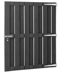 Built Like A Tank WPC Garden Gate Featuring Smooth Sliding Latch For Secure Backyard Entry And Patio Privacy And Super Durable Weather Resistant Wood Plastic Composite Boundary Fence In Matte Gray, side view with latch.