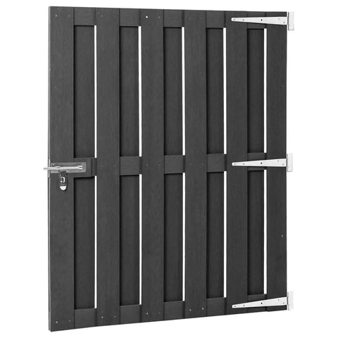 Built Like A Tank WPC Garden Gate Featuring Smooth Sliding Latch For Secure Backyard Entry And Patio Privacy And Super Durable Weather Resistant Wood Plastic Composite Boundary Fence In Matte Gray, side view with latch.