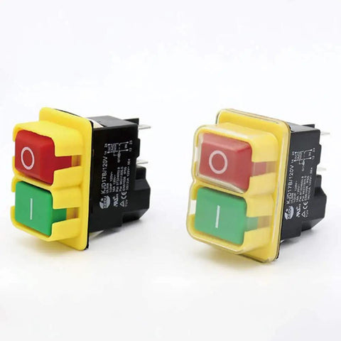 Industrial 120V 16A Four Pin Push Button Switch With Waterproof PVC Cover For Power Tools Saw Drill Grinder Cutting Machine On Off Half HP