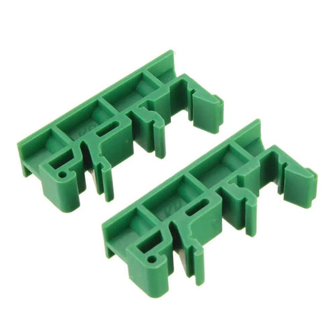 Set Of Five PCB DIN C45 Rail Adapter Brackets For Circuit Board Mounting On 35mm DIN Rail, green plastic brackets