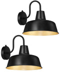 Dusk To Dawn Outdoor Wall Sconces With Sensor, Dope Vintage Matte Gooseneck Barn Lights, Black And Gold, 2 Pack