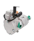 Electric AC Compressor 12V Direct Bolt On For Hyundai Kona 2022 showing silver unit with green details and connector for HVAC system.