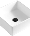 Quattro QM174 Vibrant Matte White 15 Inch Square Bathroom Vessel Sink For Above-Counter Installation in acrylic resin.