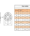 Technical diagram of M6 Hex Flange Lock Nuts Set With Serrated Teeth 304 Stainless Steel 1mm Thread Pitch 6mm Height 13mm Flange Diameter