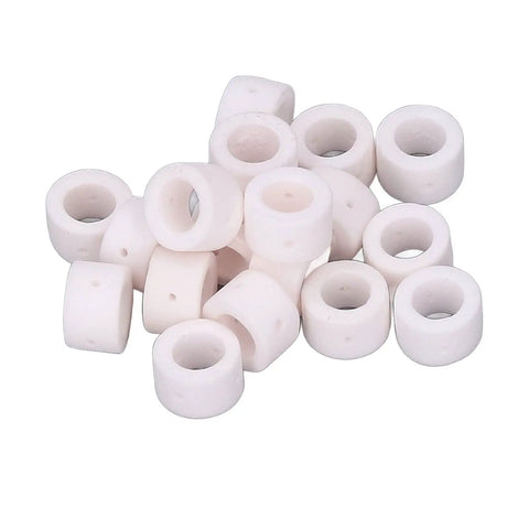 Check Out This Sick 110 Piece Plasma Cutter Consumable Kit With Ceramic Cups Electrodes And Nozzles Perfect Fit For Cut40 50 Torches To Slash Downtime And Keep Your Jobs Running Smooth Without Breaking The Bank - white ceramic cups stacked together.