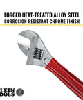 Extra Capacity Adjustable Wrench Built For Tight Spots And Big Jobs, Forged Alloy Steel Jaw, High Polish Chrome Finish, 8 Inch
