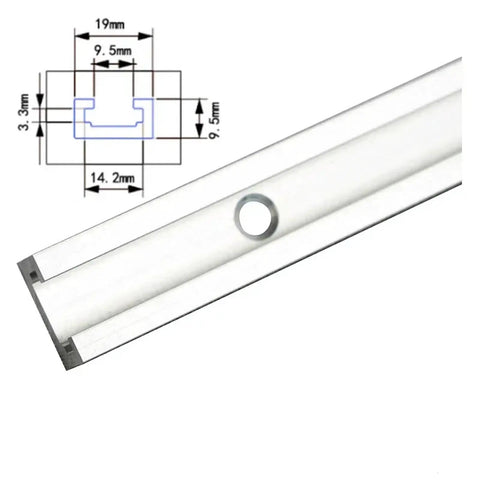 Game Changing Aluminum T Track T Slot Fixture Channel Miter Jig Slide Rail with dimensions and smooth cut design for accurate clamping.