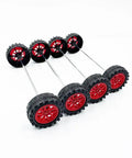 20 Pack Toy Car Wheels With 10 Metal Axles For RC Cars And DIY Bots, Red Plastic Wheels 30mm Dia, 10mm Thick, Fits 2mm Shafts