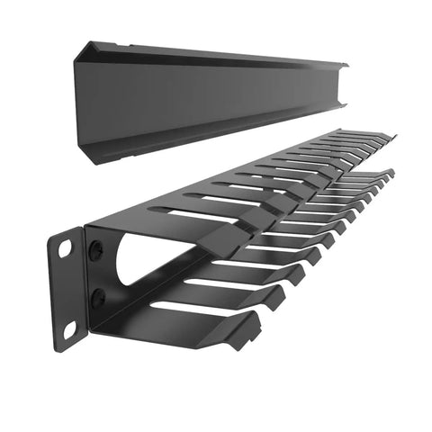 2 Pack All Metal 1U Horizontal Rack Mount Cable Manager With 12 Big Finger Slots for 19 Inch Server Racks, cold rolled steel