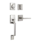 Front Door Handleset With Satin Nickel Lever And Deadbolt, Keyed Entry For Exterior Or Office Doors, durable and easy install handle.
