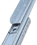 Extension Drawer Slides With Ball Bearing Runners Black 16 Inch Quiet Glide Tracks close-up view of metal hinge details