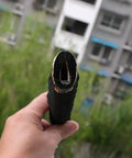 DIY Katana Handle Kit Tsuka 10.2 Inch end view with alloy fittings and faux rayskin