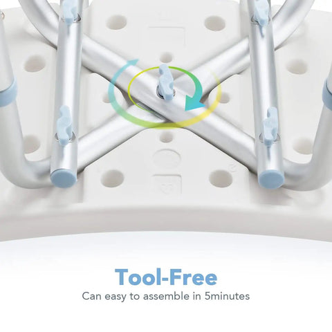 Adjustable Bathtub Shower Chair With Removable Back No Fuss Tool Free Assembly demonstrating simple assembly process