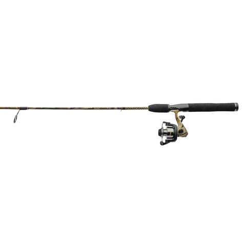 Camo Spinning Rod And Reel Combo With Two Piece 6 Foot 6 Inch Rod, Clear Tip Design, Mossy Oak Bottomland Pattern for fishing