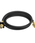 Buddy Series 10 Foot Propane Hose Assembly For Portable Heaters With POL Connection Direct To Tank, black hose with brass fittings