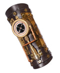 Dope Steampunk Arm Sleeve Crafted From Sturdy PU Leather With Antique Brass Gears And Built In Compass Gothic Wrist Guard for cosplay.