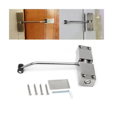 Rugged Stainless Steel Hydraulic Door Closer With Adjustable Speed For Lefty Or Righty Doors Black Universal Fit Quick Install