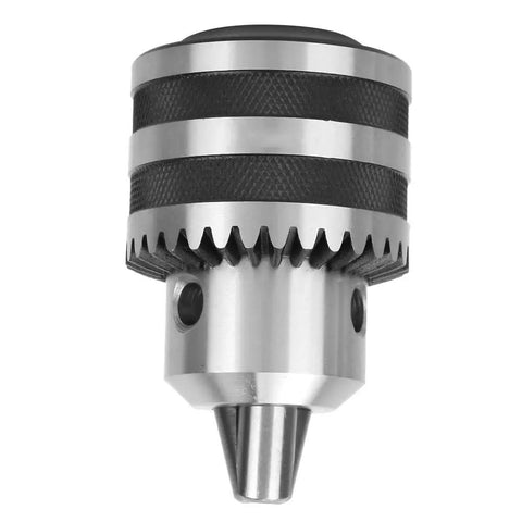 Heavy Duty Keyed Drill Chuck Set 1/8 to 5/8 Inch Capacity, 3-16mm, 1/2-20 UNF Mount, includes key, durable lathe tool accessory.