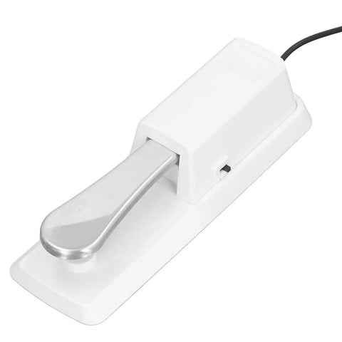 Universal Keyboard Sustain Pedal With 1/4 Inch Input Plug And Anti Slip Rubber Bottom, Super Responsive Piano Foot Pedal, white
