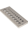 DIY Wood Dowel Plate Maker With Nineteen Hole Set In One Thirty Second Inch Increments from One Eighth Inch to Five Eighth Inch.