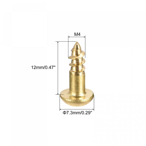 Close-up of Brass Wood Screws M4 X 12mm Slotted Round Head Self Tapping Durable DIY Hardware for furniture and cabinets.