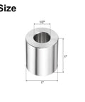 Rock Solid 304 Stainless Steel Spacers Set Of Two Hella Tough Heavy Duty Precision Bushings For M12 Screws Rods And Shaft Mounts Smooth Plain Finish Home Shop Projects, 1 inch OD, 1/2 inch bore.