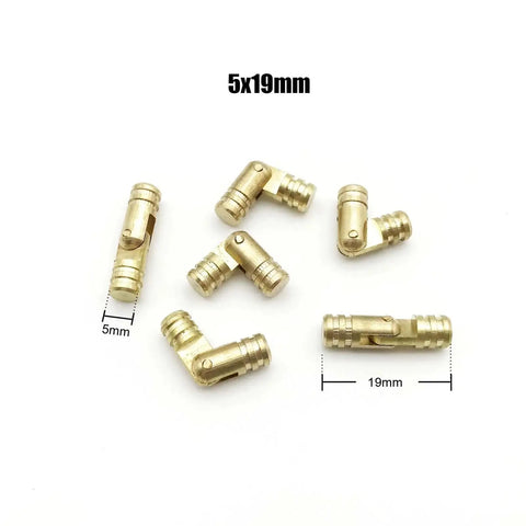 Hidden Concealed Barrel Hinge Set For Wooden Boxes And Cases, DIY Ready Copper Brass Tone Hardware, 5x19mm size shown