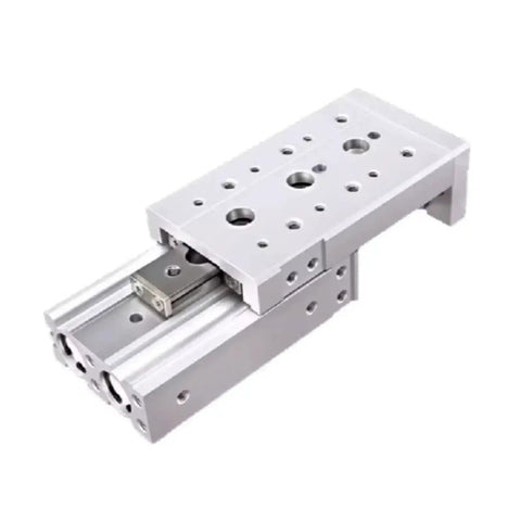 Heavy Duty Mxs8 Pneumatic Slide Table Cylinder Featuring Precision Linear Actuator Mechanics For Smooth Industrial Automation, side view of aluminum cylinder.