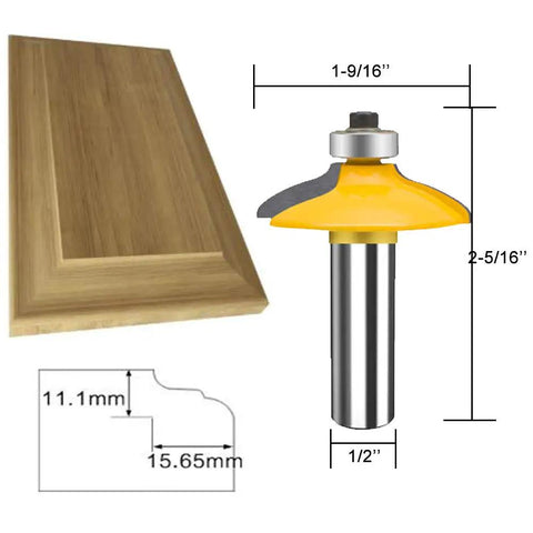 12 Inch Shank Router Bit Set For Doors And Drawers Edging, 4 Piece Pro Miter Carbide CNC Woodworking Bits For Cabinets Rails And Stiles, Includes Storage Box