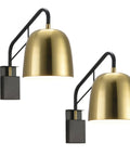 Heavy Duty Modern Wall Sconce Lights Featuring Durable Iron Build With Uplight Downlight Setup Makes Room Refresh Easy Adds A Solid Fresh Vibe To Living Room Bedroom Or Bath Set Of Two with gold and black finish.