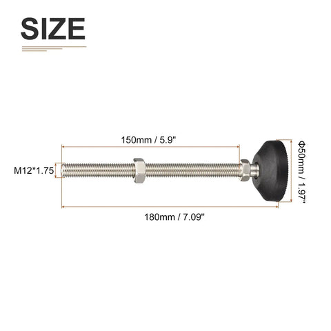 Snag These Heavy Duty Black Nylon Adjustable Leveling Feet With M12 Threads And Grip Tight Swivel Bases To Keep Tables And Workbenches Dead Even No Shake Allowed Rock Solid Vibes Daily, size specifications.