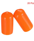 Orange Rubber End Caps 8mm Inner Diameter 20 Pack Vinyl PVC Round Tube Cap Covers For Pipe Ends And Bolt Threads displayed