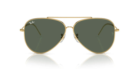 Front view of Aviator Reverse Sunglasses With Gold Frame And Dark Green Lenses 59 mm Dope Concave Lens Design For Sharp Vision Everyday Wear Unisex Style Premium Finish.