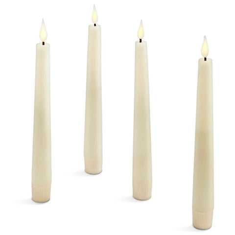 Flameless Taper Candles Set With Realistic 3D Wick Flame, 7 Inch Ivory Wax, 4 Pack, Flickering LED Candle Lights, Remote Included