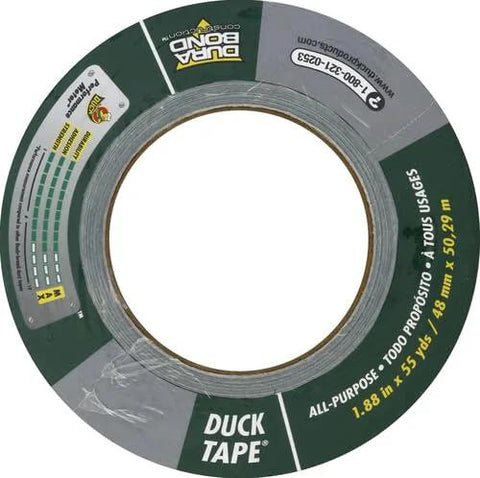 Duck Brand duct tape roll, silver, 1.88 in x 60 yd, front view