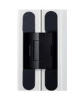 Hella Easy Install Super Smooth Closing Hidden Adjustable Furniture Hinge For Invisible Concealed Door Closer and Folding Cabinet Hardware With Totally No Sweat Assembly, showing close-up of hinge mechanism.