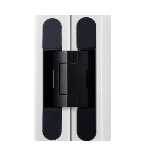 Hella Easy Install Super Smooth Closing Hidden Adjustable Furniture Hinge For Invisible Concealed Door Closer and Folding Cabinet Hardware With Totally No Sweat Assembly, showing close-up of hinge mechanism.