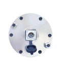 Kickass 5.5KW Water Cooled Spindle Motor With 125MM Diameter And Ironclad ER25 Collet Chuck rear view with connector ports.