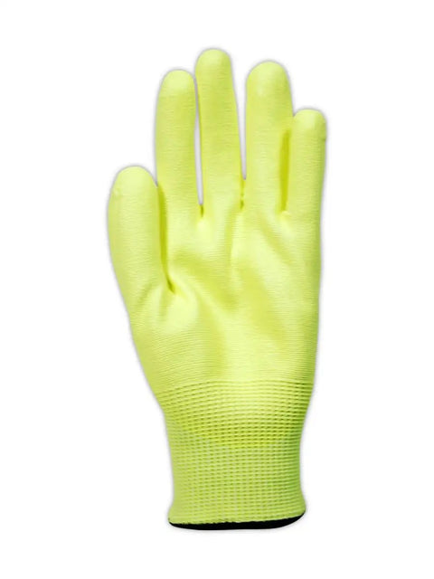 D ROC HPPE Blend PU Palm Coated Work Gloves Size 8 Hi Viz Yellow 12 Pairs Built For Tough Jobs With Flexible Fit And Grip Like Glue Plus All Day Comfort