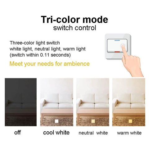 Tri-color mode switch control for DFEDHF Minimalist Black Linear Wall Sconce - Slim LED Stick Light Fixture for Indoor Use.