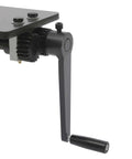 Close-up of handle on 12 Inch Gear Drive Bead Roller Bench Kit With 6 Dies Manual Heavy Duty Pro Grade Sheet Metal Bead Roller for vehicles.