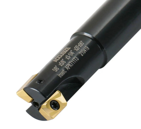 5/8 Inch 90 Degree Square Shoulder Indexable End Mill With 5/8 Inch Shank And 3-1/4 Inch OAL Includes 10 APKT11T308 Carbide Inserts