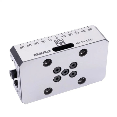 Self Centering CNC Vise for Milling Machine H77120 Precision Clamp with Disassemblable Steel Jaws 0.02mm Repeatability 130x77x65mm Size Heavy Duty Durable Wear Resistant Ideal Milling Fixture for Tight Tolerances, silver body with scale and mounting holes